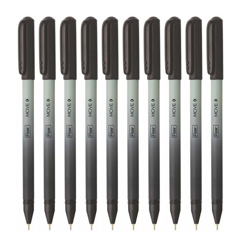 FLAIR Move Fine Tip Ball Pen | Minimalistic & Aesthetic Matt Finish Pastel Color Body | Effortless Writing With Sleek Clip Design | Black Ink, Pack Of 10 - Body Color May Vary - Image 5