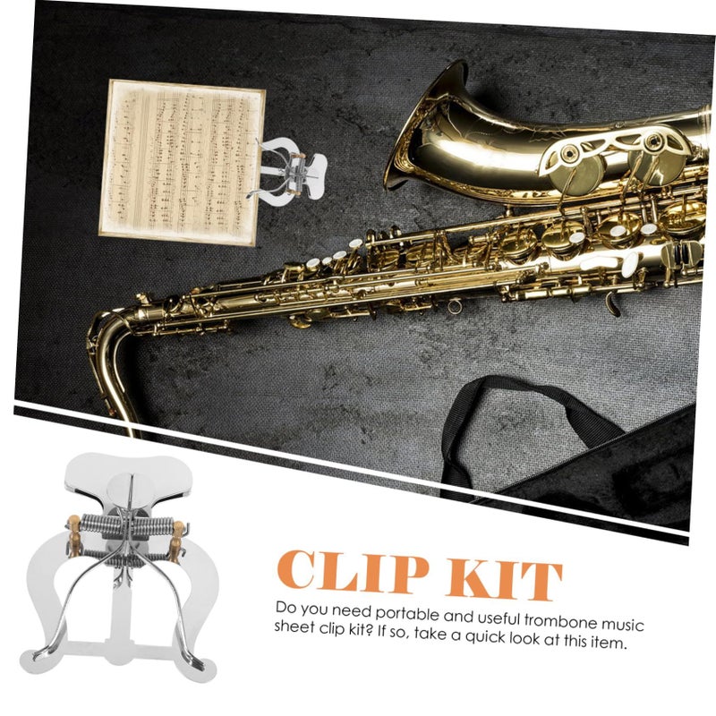 Trombone Lyre Music Sheet Clip With Cleaning Cloth And Storage Bag For Flute Saxophone - Image 5