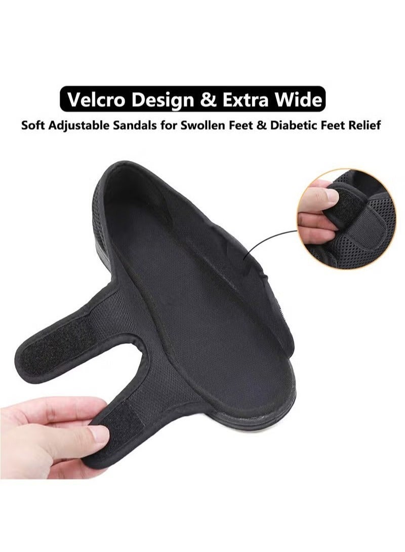 Diabetic Extra Wide Open Toe Sandals Adjustable Slippers for Arthritis Edema Elderly - Image 2
