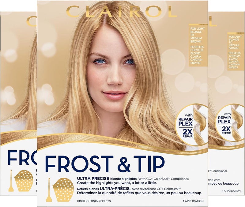 Clairol Nice n Easy Frost & Tip Original Precision Blond Highlights Hair Color Kit - Pack of 3 for Light Blond to Medium Brown Hair - Image 1