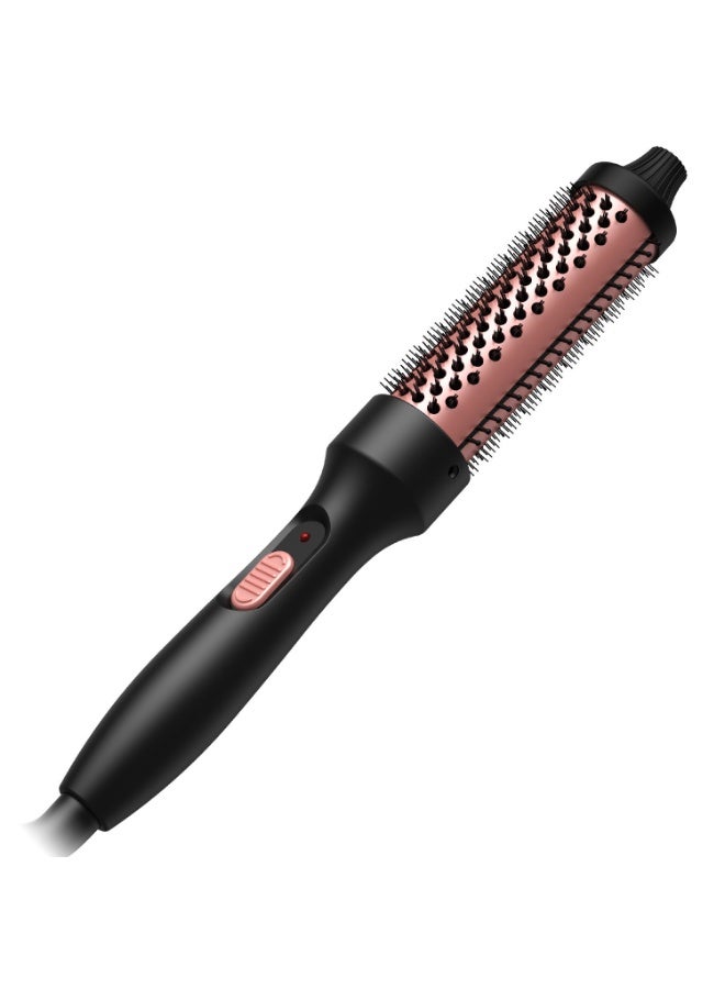 1.25 Inch Ceramic Curling Iron Brush - Double PTC Heated Comb With Tourmaline Ionic Technology for Long, Medium Hair - Dual Voltage for Traveling - Black - Image 5