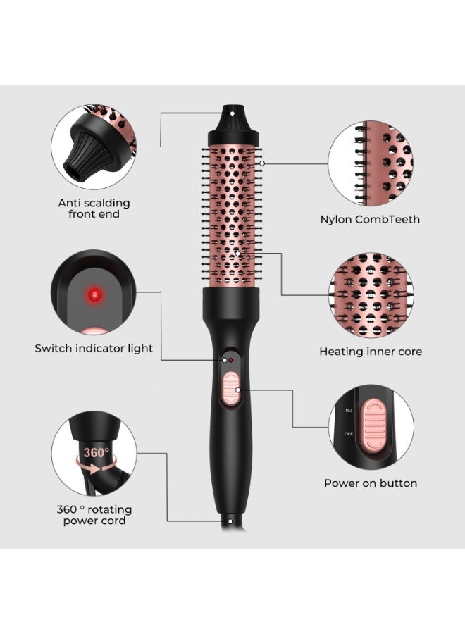 1.25 Inch Ceramic Curling Iron Brush - Double PTC Heated Comb With Tourmaline Ionic Technology for Long, Medium Hair - Dual Voltage for Traveling - Black - Image 3