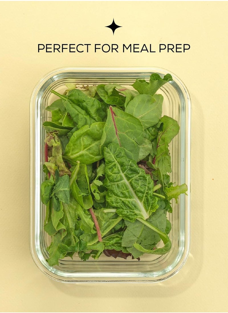 Glass Containers BPA-Free Locking Lids - Food Storage Container 100 Percent Leakproof Glass Lunch Boxes - Freezer Storage Container with Lids Airtight - Glass Food Storage (Set of 5)
