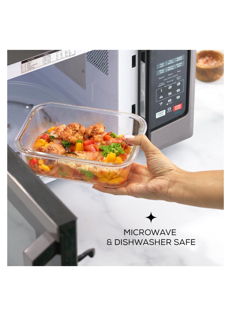 Glass Containers BPA-Free Locking Lids - Food Storage Container 100 Percent Leakproof Glass Lunch Boxes - Freezer Storage Container with Lids Airtight - Glass Food Storage (Set of 5)