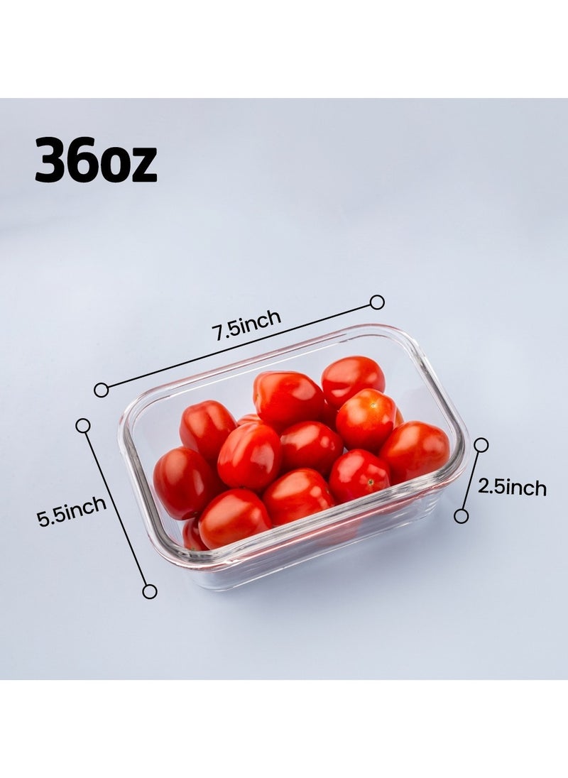 Glass Containers BPA-Free Locking Lids - Food Storage Container 100 Percent Leakproof Glass Lunch Boxes - Freezer Storage Container with Lids Airtight - Glass Food Storage (Set of 5)