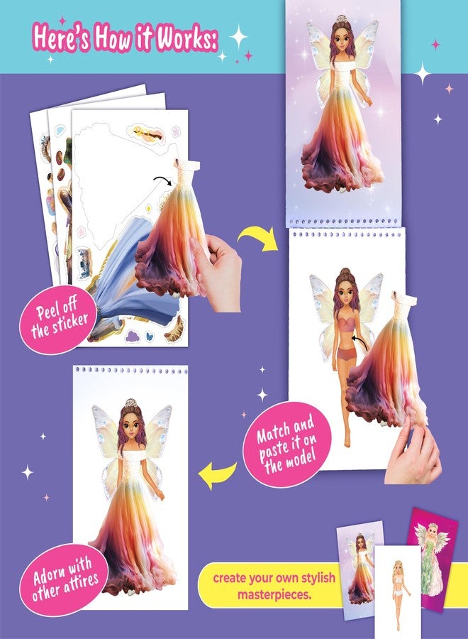 BSCOOL Sticker Dress up Fairies and Angels. Sticker Activity Book for Kids, Learn to Dress up Fairies and Angels with Guide for Kids 5 and up. Girls Fashion Paper Dolls - Image 4