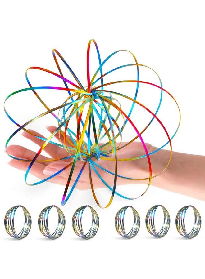 FOBU Flow Ring Arm Magic Spring Arm Flow Rings Sculpture Ring Colored Magic Kinetic Spring Interactive Stress Relief Rings Festival Accessories (Pack Of 6)  - Image 2