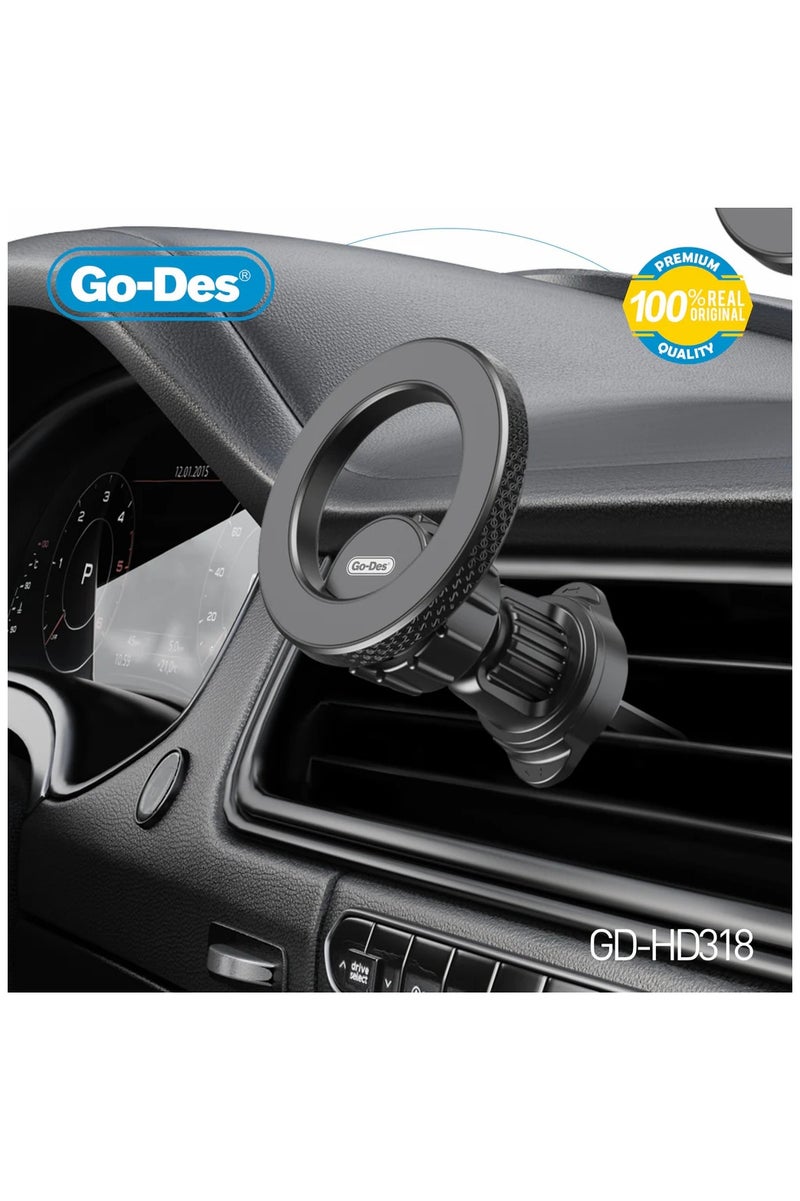 GO-DES 2in1 Magnetic Car Phone Holder Dashboard Air Vent Mount Magsafe Strong Magnet 360 Rotation - Image 3