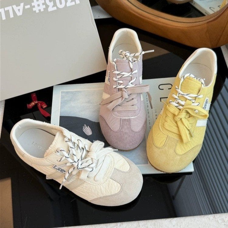 Women's Casual Low Top Sneakers - Yellow, Purple, Off-white - Image 5