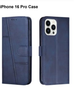 Best Choice Products For iPhone 16 Pro Case,Premium Leather Wallet Case with Card Holder Kickstand Magnetic Closure Flip Folio Case Cover for iPhone 16 Pro,Blue  - Image 1