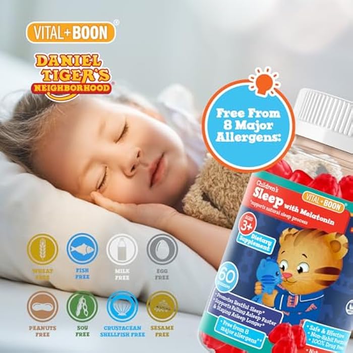 Vital+Boon Daniel Tiger - Kids Melatonin Gummies for Children Ages 3 & Up (60 Count) Sleep Gummies for Kids Supports Natural Sleep Non Habit Forming - Vegan, Non GMO Gluten Free Gummy - Image 3