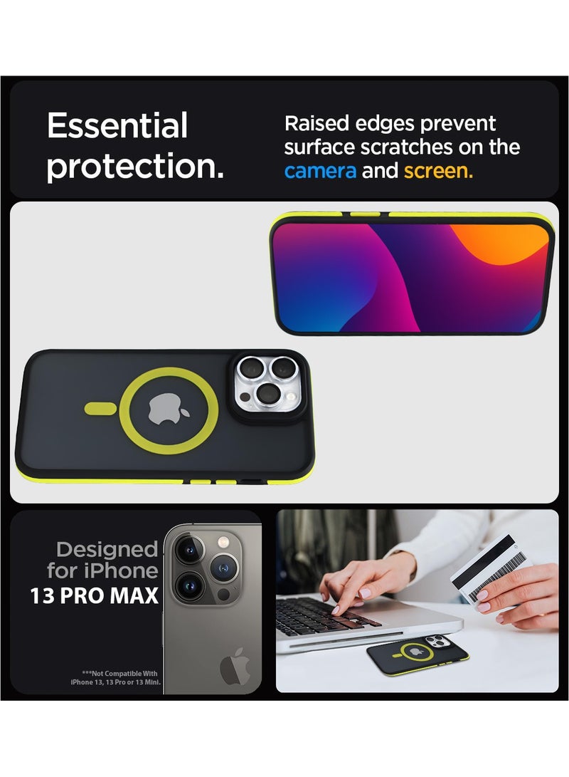 زاديوس - جراب هاتف متوافق مع ايفون 13 برو ماكس - مقاوم للصدمات باللون الأسود غير اللامع مع لمسات صفراء متوافق مع الشواحن اللاسلكية - Image 4