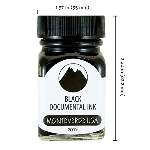 Monteverde USA Documental Permanent Fountain Pen Ink - Black - Archival-Quality Waterproof Writing Ink, 30ml Bottle - Image 2