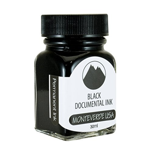 Monteverde USA Documental Permanent Fountain Pen Ink - Black - Archival-Quality Waterproof Writing Ink, 30ml Bottle - Image 1