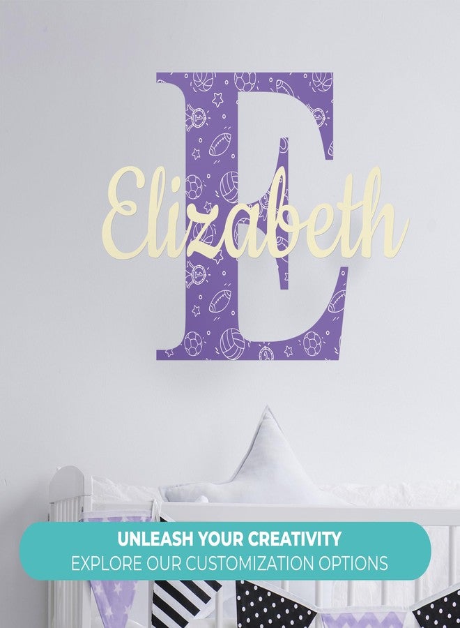 EGD Custom Name & Initial Sports Balls Design Wall Decal I Soccer Baseball Basketball Football Decor I Nursery Wall Stickers I Custom Decal for Boys Bedroom Decor I Size Options (B. Sports) - Image 2