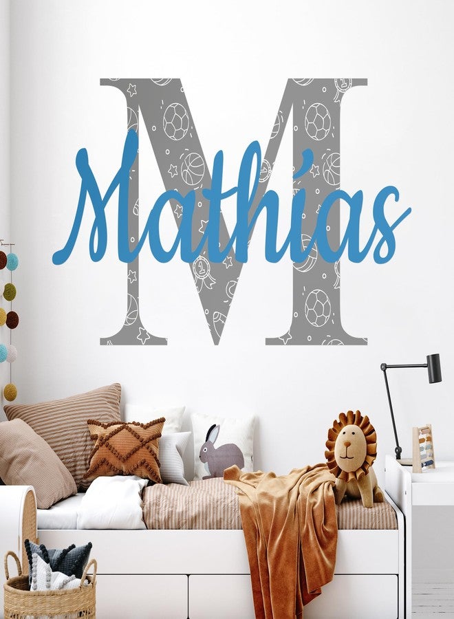 EGD Custom Name & Initial Sports Balls Design Wall Decal I Soccer Baseball Basketball Football Decor I Nursery Wall Stickers I Custom Decal for Boys Bedroom Decor I Size Options (B. Sports) - Image 1