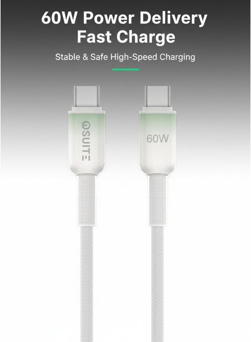 iOsuite USB-C to USB-C Cable 1.2M, 60W Power Delivery PD Fast Charging, Gradient Clear Design, Compatible with iPhone 17 / 16 / 15 Series, iPad, MacBook, Samsung Galaxy & USB-C Devices – Green - Image 1