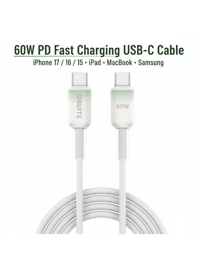 iOsuite USB-C to USB-C Cable 1.2M, 60W Power Delivery PD Fast Charging, Gradient Clear Design, Compatible with iPhone 17 / 16 / 15 Series, iPad, MacBook, Samsung Galaxy & USB-C Devices – Green - Image 2