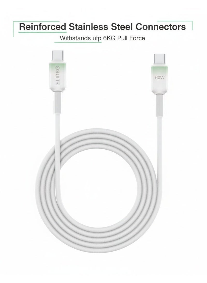 iOsuite USB-C to USB-C Cable 1.2M, 60W Power Delivery PD Fast Charging, Gradient Clear Design, Compatible with iPhone 17 / 16 / 15 Series, iPad, MacBook, Samsung Galaxy & USB-C Devices – Green - Image 3