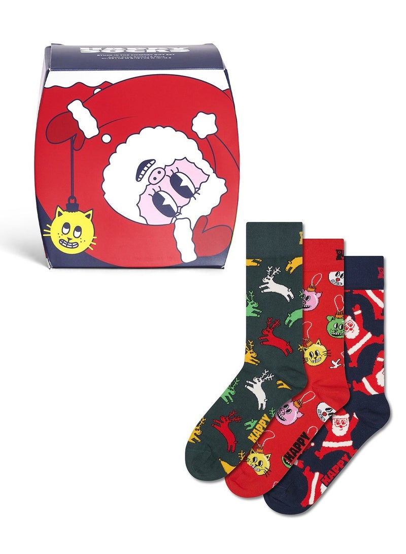 Happy Socks 3-Pack Stuck in the Chimney Socks Gift Set - Image 1