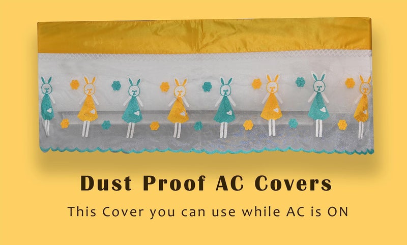 Star Weaves Air Conditioner Cover for 1.5 Ton Split AC ( 110x30x20 CM ) Dust Proof Washable AC Cover for All Season | Open Type Running Mode AC Cover (Yellow Doll), Polyester - Image 3