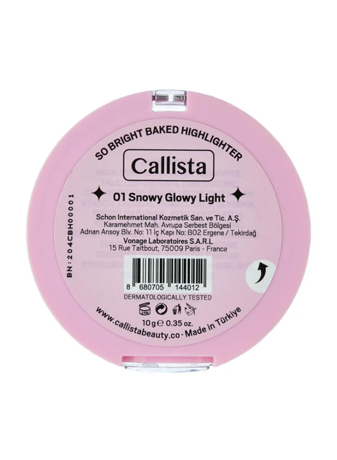 Callista So Bright Baked Highlighter 01 - Snowy Glowy Light