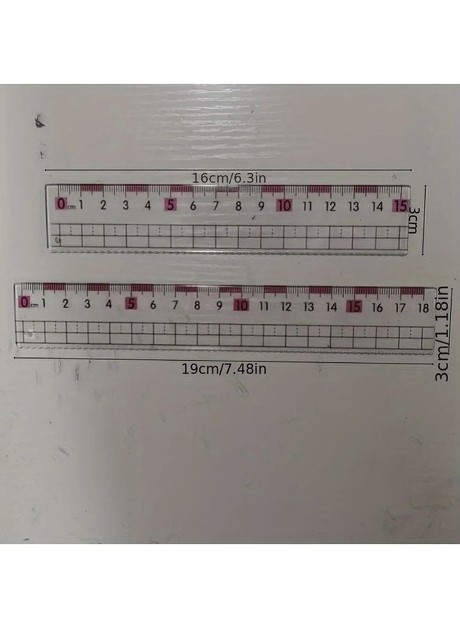 Pink Anti Myopic Ruler 2pcs Transparent Wave Line Thickened PE Material Exam Marking Scale - Image 1