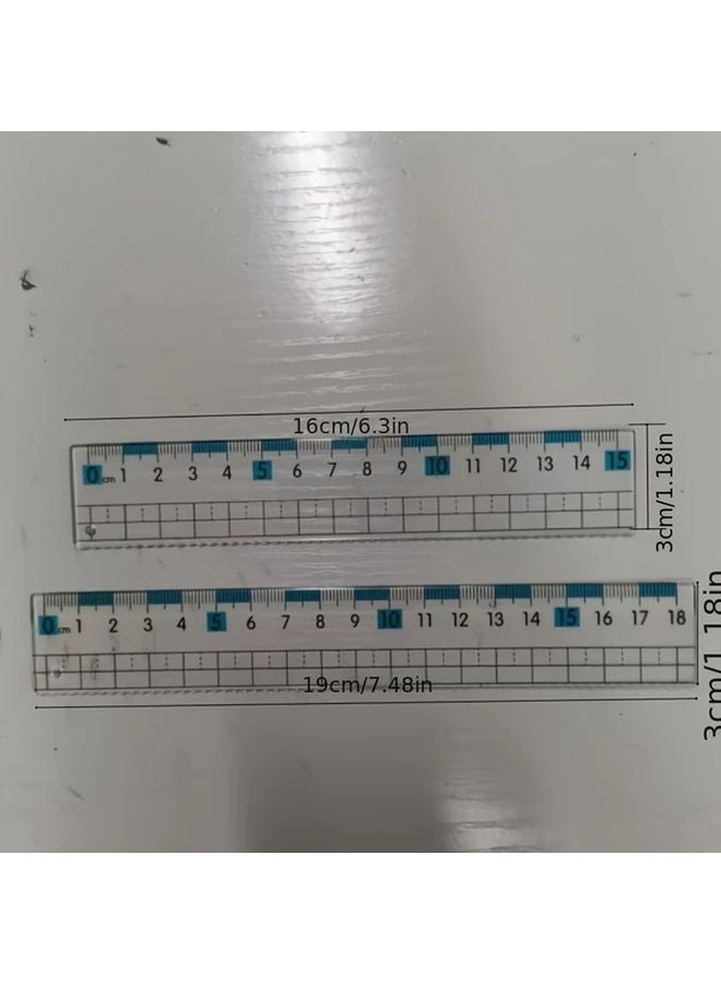 Pink Anti Myopic Ruler 2pcs Transparent Wave Line Thickened PE Material Exam Marking Scale - Image 5