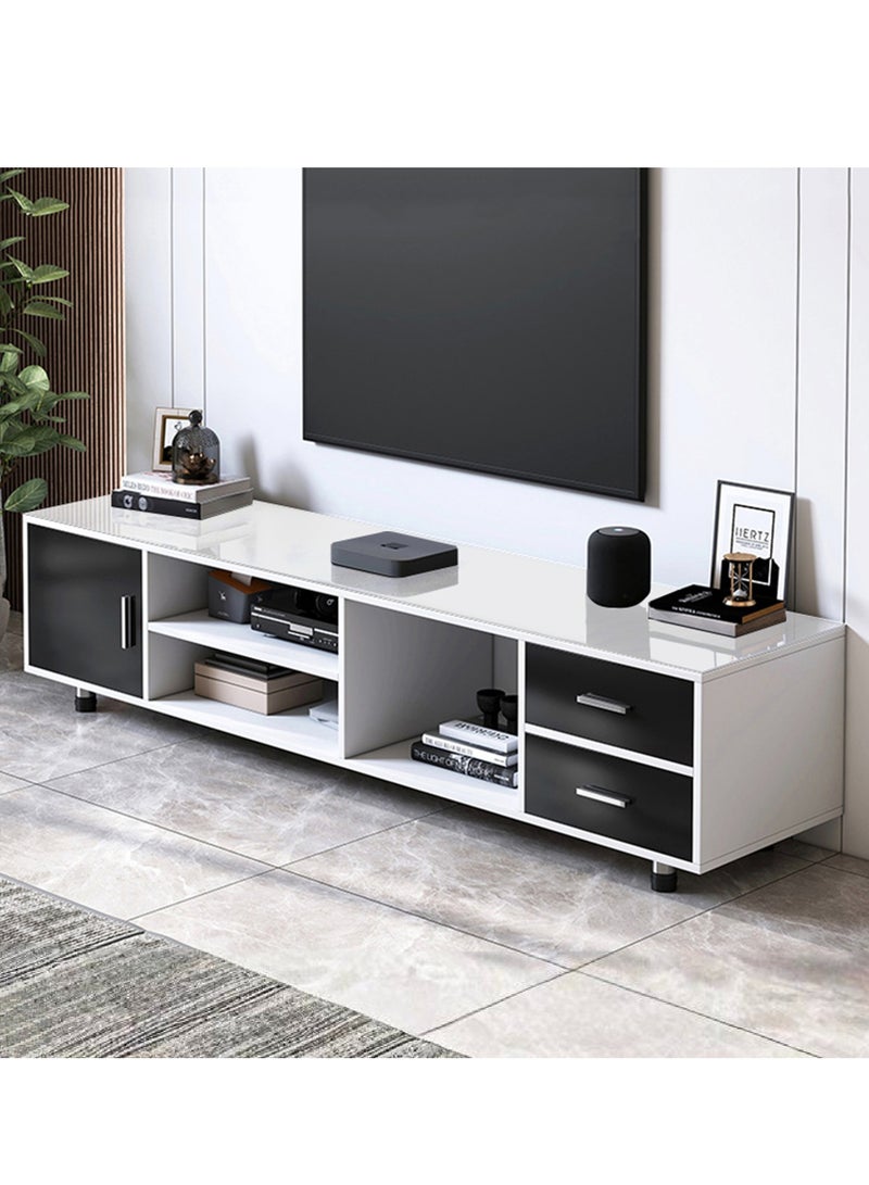 YY-ريشير مجلس الوزراء التلفزيوني الحديث ، الجدول التلفزيوني الزجاجي مع الدرجات غرفة المعيشة تخزين مجلس الوزراء التلفزيوني ، 140 سم - Image 1