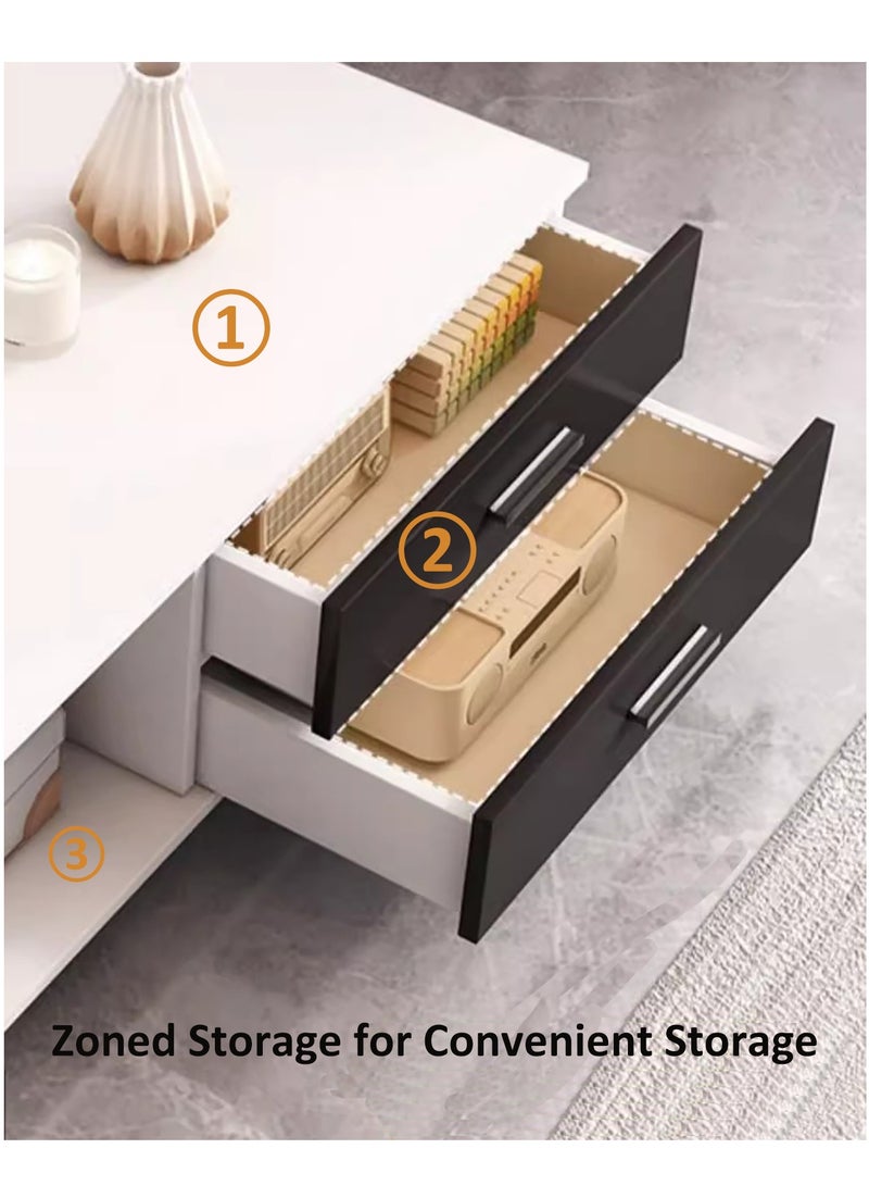 YY-ريشير مجلس الوزراء التلفزيوني الحديث ، الجدول التلفزيوني الزجاجي مع الدرجات غرفة المعيشة تخزين مجلس الوزراء التلفزيوني ، 140 سم - Image 2