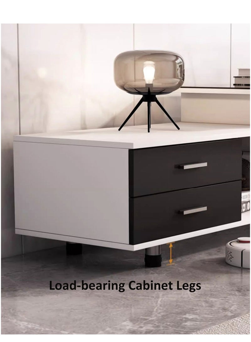 YY-ريشير مجلس الوزراء التلفزيوني الحديث ، الجدول التلفزيوني الزجاجي مع الدرجات غرفة المعيشة تخزين مجلس الوزراء التلفزيوني ، 140 سم - Image 3