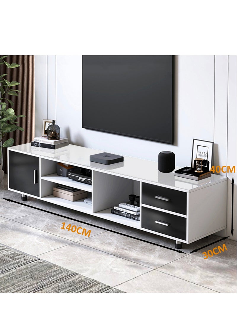 YY-ريشير مجلس الوزراء التلفزيوني الحديث ، الجدول التلفزيوني الزجاجي مع الدرجات غرفة المعيشة تخزين مجلس الوزراء التلفزيوني ، 140 سم - Image 4