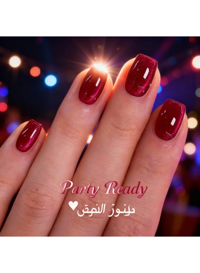 طقم أظافر مضغوطة فاخرة ٢٤ قطعة بلون الياقوت اللامع｜لمعان صالونات احترافي في دقائق｜شكل قصير مربّع｜ثابتة ولا تضرّ بالأظافر｜للحفلات والاستخدام اليومي - Image 4