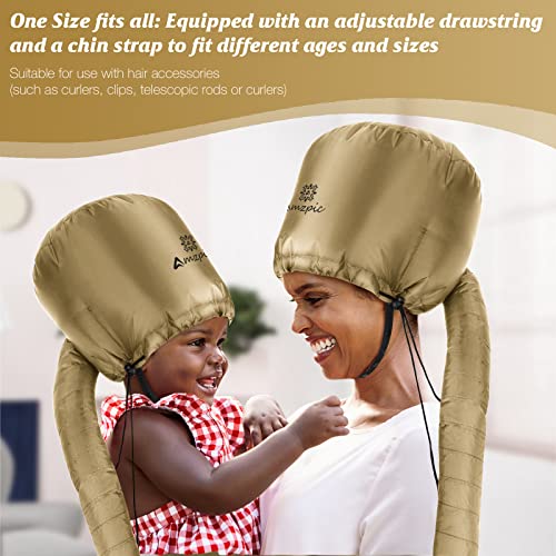 Amzpic Bonnet Hood Hair Dryer Attachment - Soft, Adjustable Extra Large Bonnet Hair Dryer for Speeds Up Drying Time at Home, Easy to Use for Styling, Curling and Deep Conditioning (Gold) - Image 5
