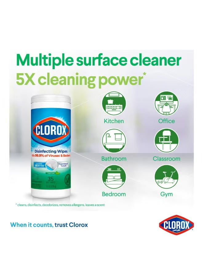 Clorox Disinfecting Fresh Scent Wet Wipes 35 Count Green - Image 4
