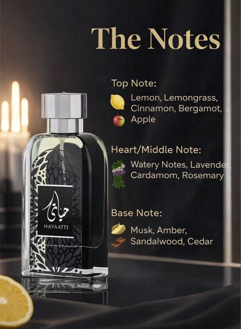 لطافة عطر حياتي الفاخر للرجال | عطر دافئ وحار وحمضيات يدوم طويلًا للرجال بنفحات العود والباتشولي والجلد | ١٠٠ مل - أو دو بارفان - Image 2