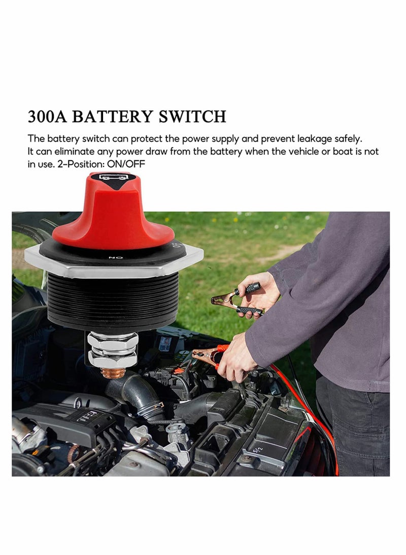 Loquat Car Battery Disconnect Switch,Boat Battery Disconnect Switch, MAX 12-32V DC 300A Cont 450A Waterproof Battery Isolator Kill Switches for Marine Car RV Truck ATV Vehicles and Boat (300A) - Image 5