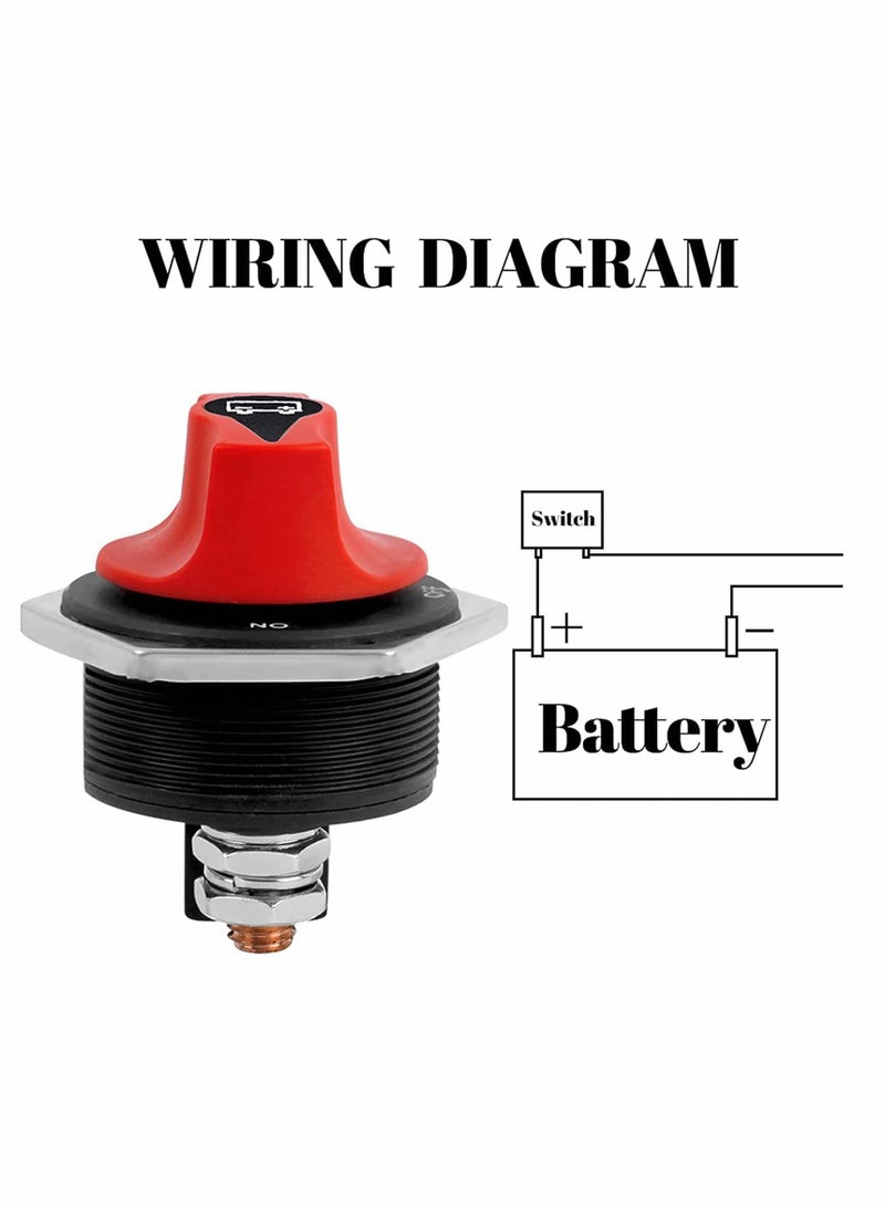 Loquat Car Battery Disconnect Switch,Boat Battery Disconnect Switch, MAX 12-32V DC 300A Cont 450A Waterproof Battery Isolator Kill Switches for Marine Car RV Truck ATV Vehicles and Boat (300A) - Image 2