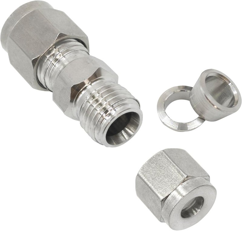 Goldpea Stainless Steel 304 Compression Union 8mm OD x 8mm OD Tube Fitting, Pack of 2 - Image 3