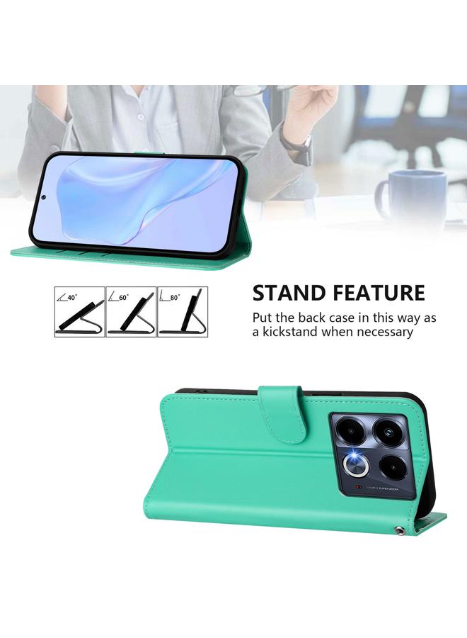 S-TOP Case For Infinix Note 40 4G Skin Feel Solid Color Leather Phone Case with Lanyard - Image 3