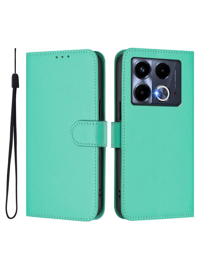 S-TOP Case For Infinix Note 40 4G Skin Feel Solid Color Leather Phone Case with Lanyard - Image 2