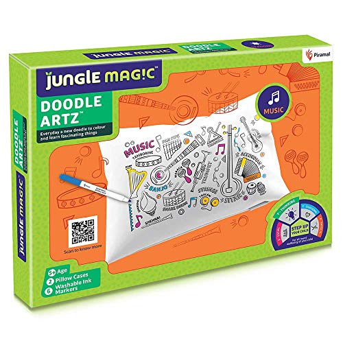 Jungle Magic Doodle Artz Music, White, Cotton - Image 1
