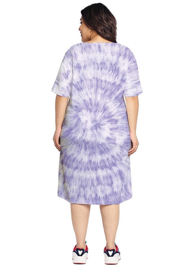Wear Your Opinion - Wear Your Opinion Women's Plus Size Tie Dye Knee Length T-Shirt Dress(Lilac Td, 3Xl) - Image 1