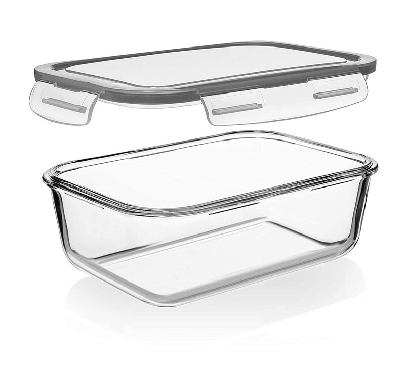 Shopeum Rectangular Glass Storage Bowl Set Borosilicate Meal Prep Airtight StorageServing Food Containers Lids Lunch Tiffin Box Rectangle Container BPA Free Leakproof Seal Snap Lock 1000ML - Image 3