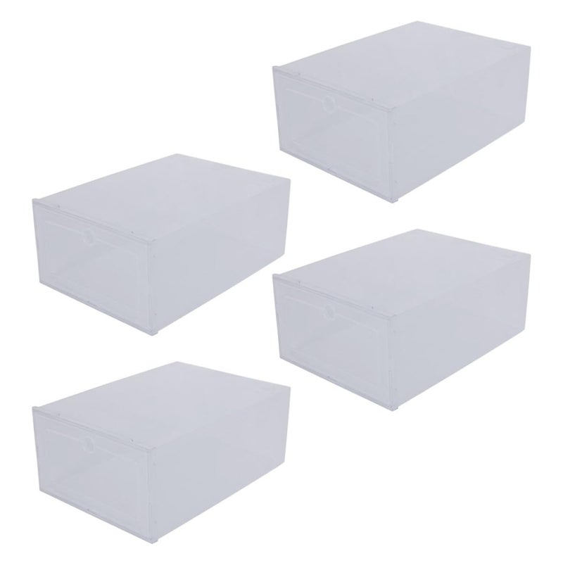 Kichvoe Pp Plastic Shoe Storage Boxes 4pcs Drawer Style Stacked Shoe Organizer For Closet - Image 2