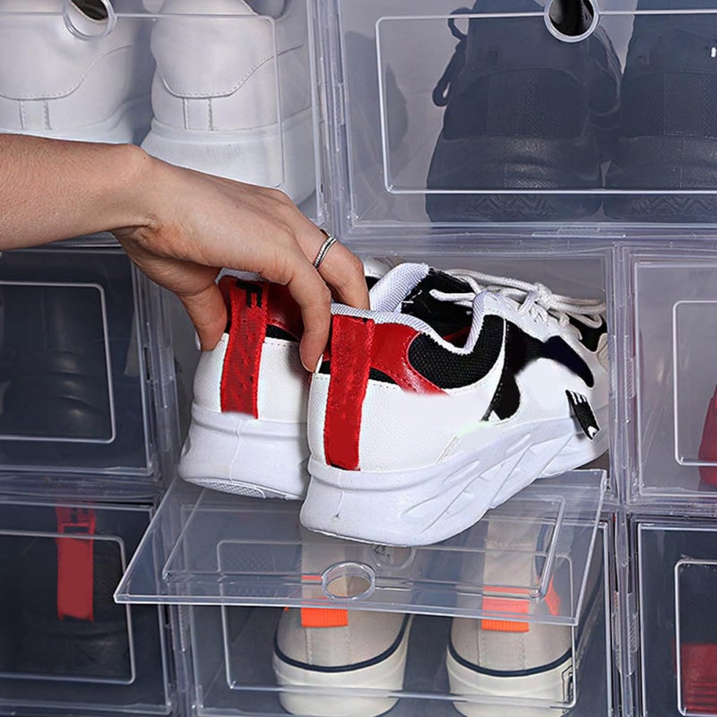 Kichvoe Pp Plastic Shoe Storage Boxes 4pcs Drawer Style Stacked Shoe Organizer For Closet - Image 4