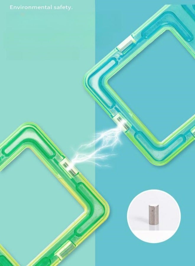 ميكسد 60 قطعة المغناطيسي بناء كتلة مجموعة ، مع مربع التخزين ، ديي لعبة تعليمية - Image 3