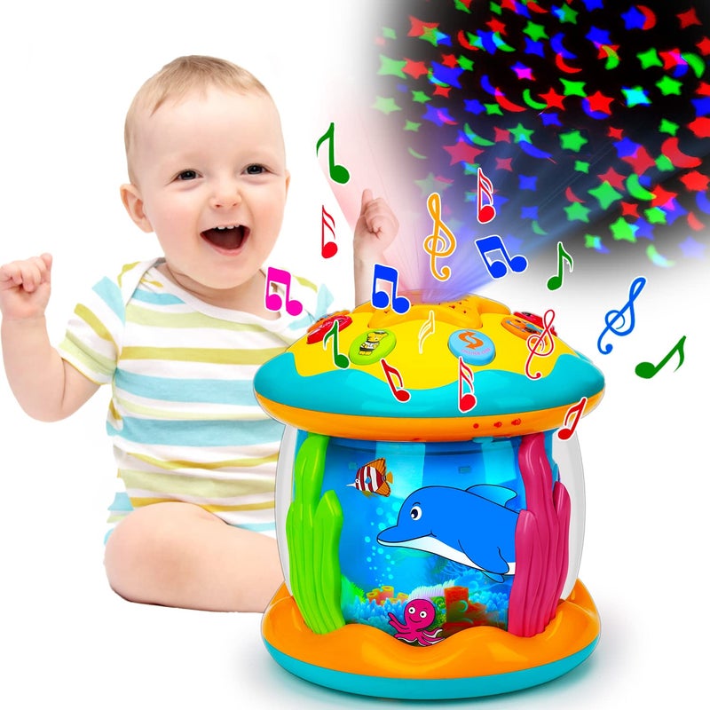 Tsomtto Baby Toys 6 to 12 Months Musical Light Up Tummy Time Toy Ocean Rotating Projector for Infant 3-6 7 8 9 12-18 Month Baby Learning Crawling Birthday for 1 2 3 Year Old Boys Girls - Image 1
