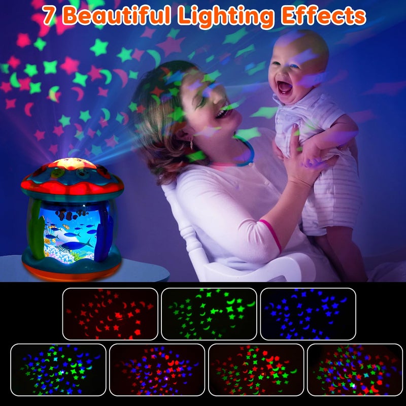Tsomtto Baby Toys 6 to 12 Months Musical Light Up Tummy Time Toy Ocean Rotating Projector for Infant 3-6 7 8 9 12-18 Month Baby Learning Crawling Birthday for 1 2 3 Year Old Boys Girls - Image 2