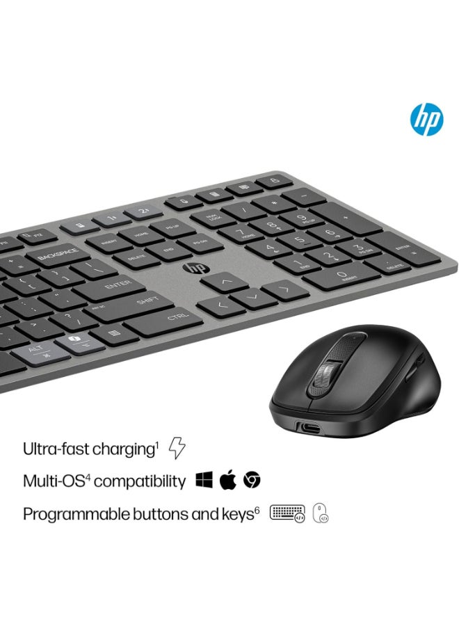 HP لوحة مفاتيح وفأرة لاسلكية قابلة لإعادة الشحن متعددة الأجهزة 725 - 9T5B0UT - Image 2